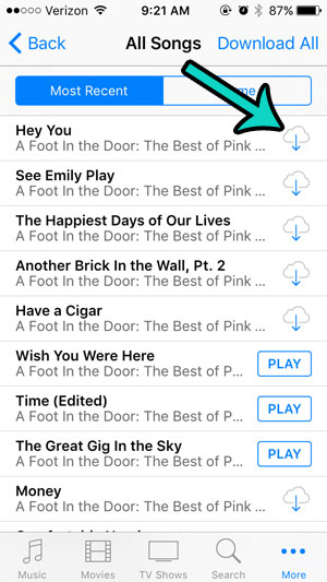 previously purchased music can be redownloaded through the itunes store - step 7