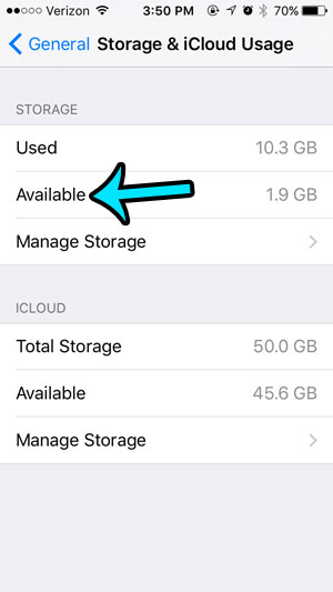 view remaining storage space on iPhone 5